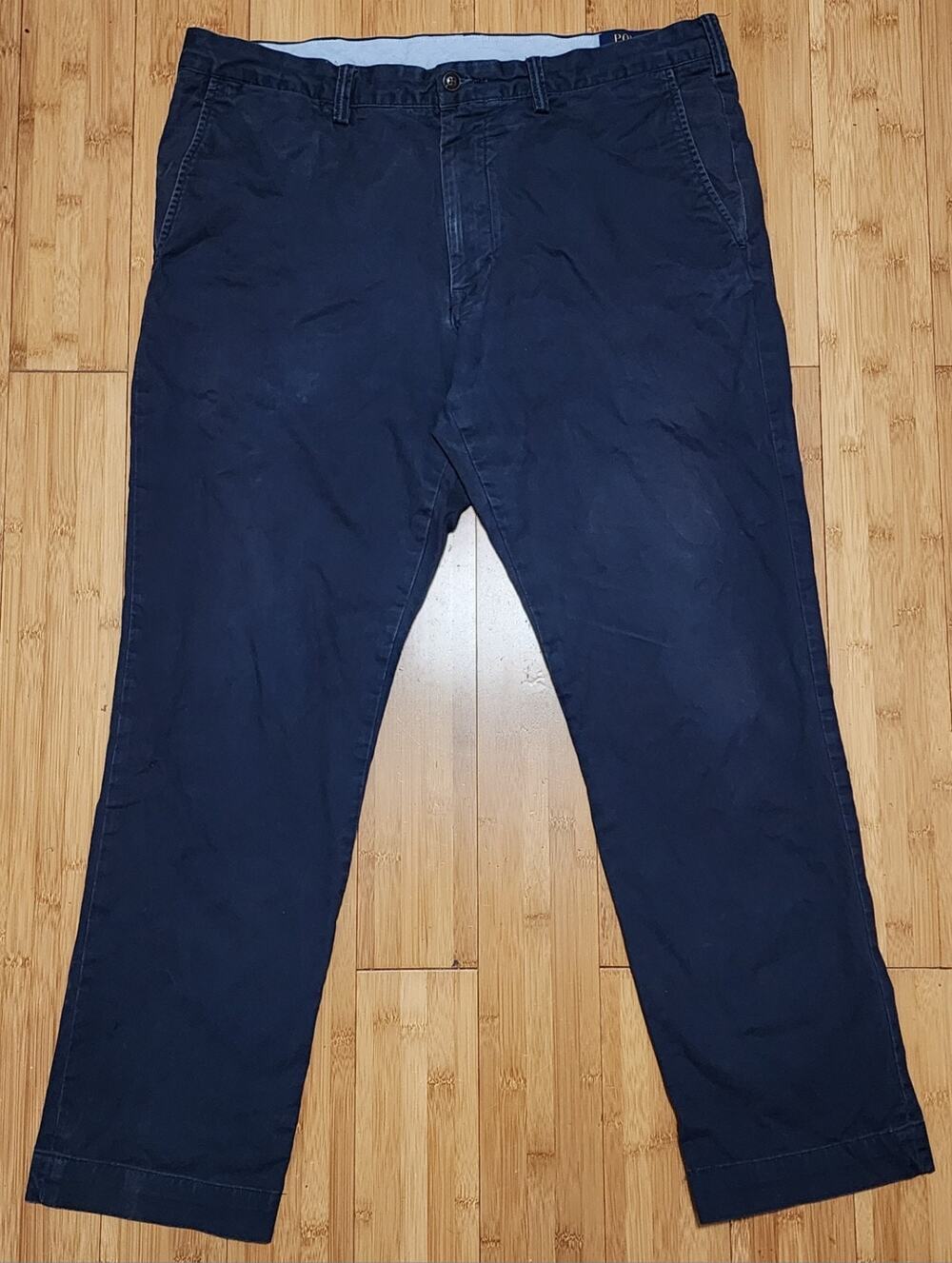 Polo Ralph Lauren Stretch Slim Fit Chino Pants Mens 36x28 Blue Flat Front Preppy